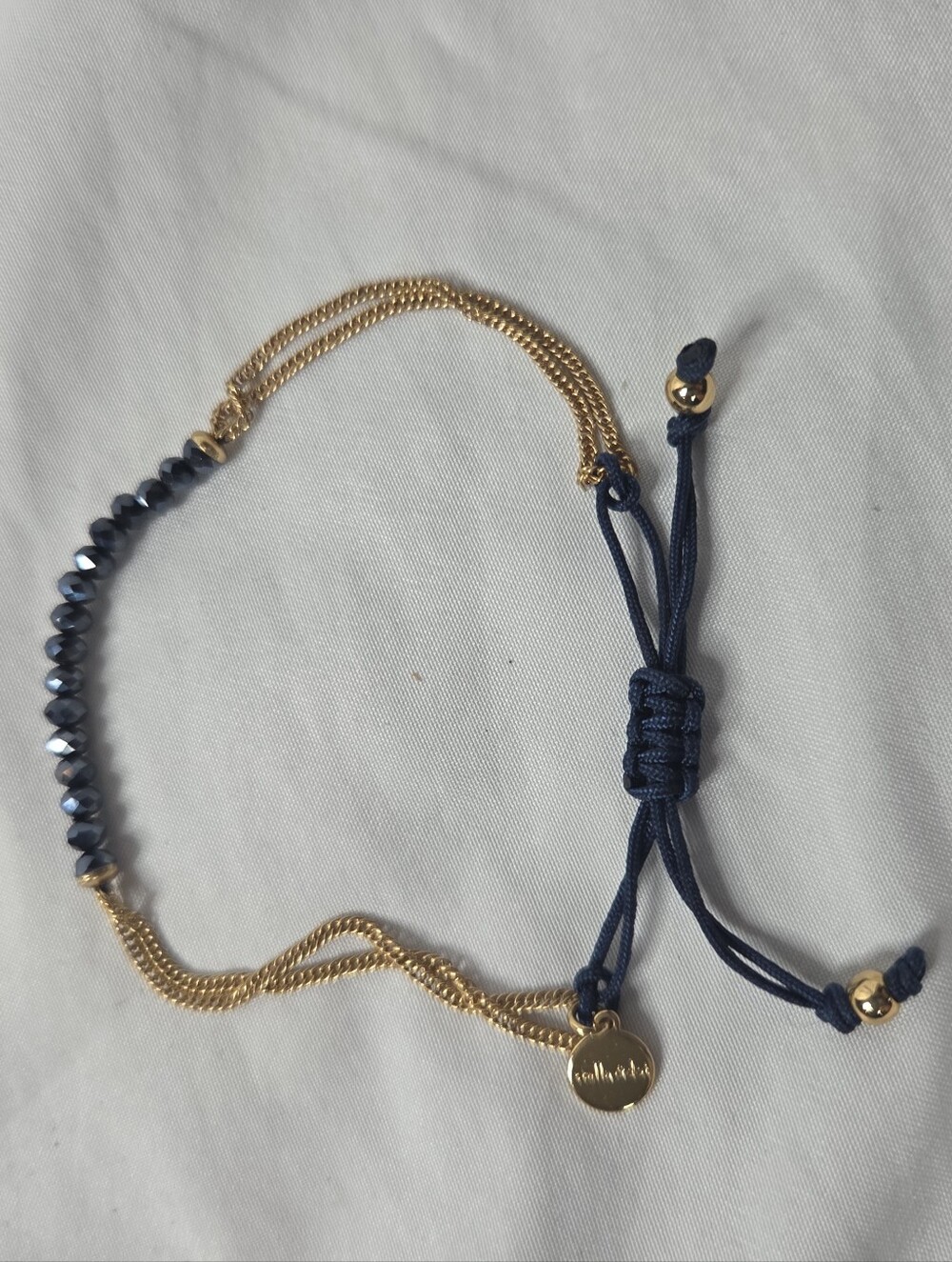 Stella & Dot Gold Chain & Navy Bead Adjustable Bracelet Women Jewelry